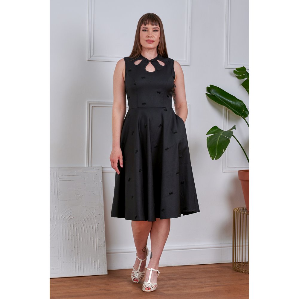 Banned - Daisy Cherry Flare Kleid - Schwarz